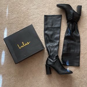 Lulu’s Valkyrie Black Square Toe Over The Knee Boots